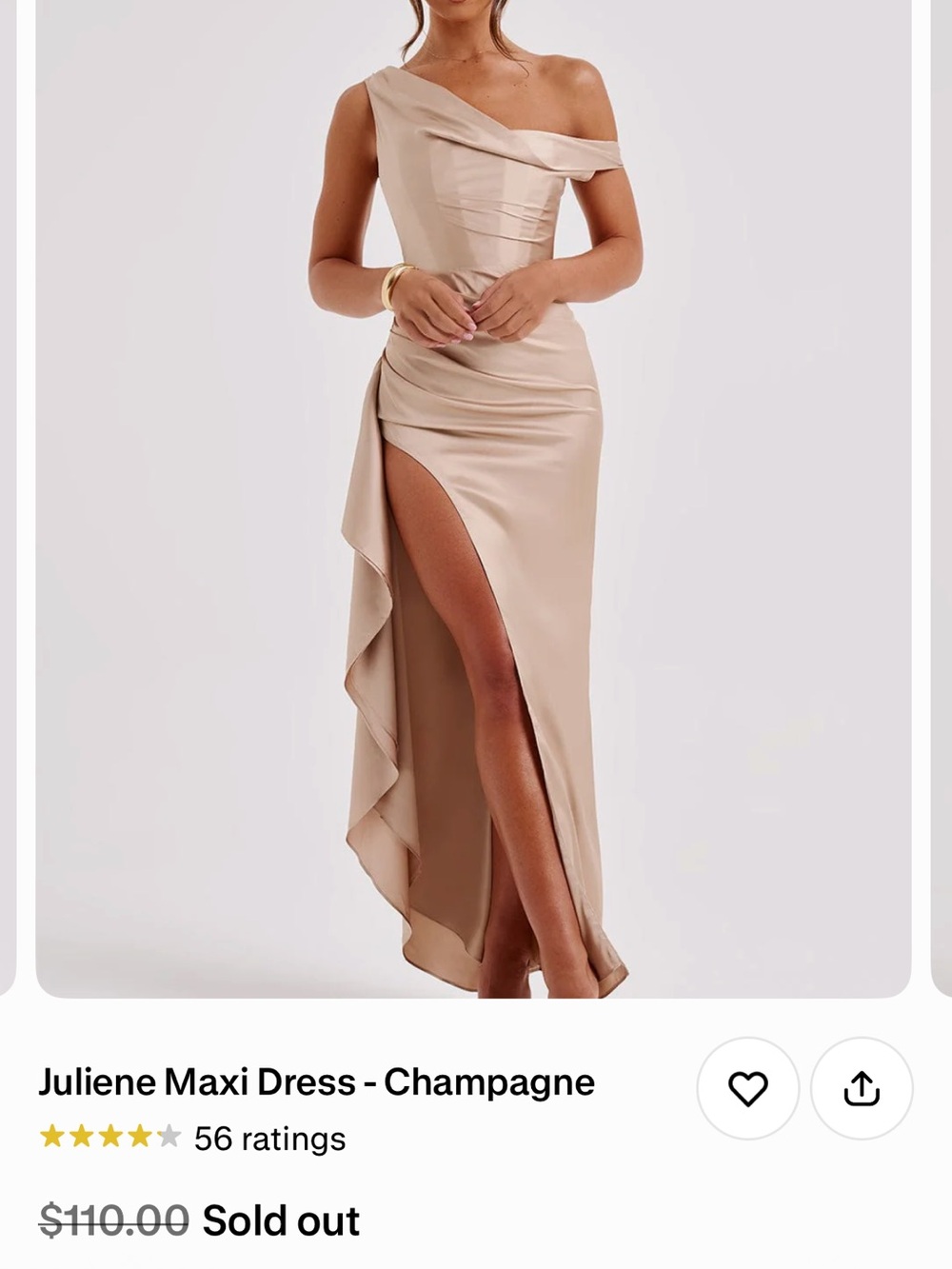 Juliene One-Shoulder Maxi Dress in Champagne
